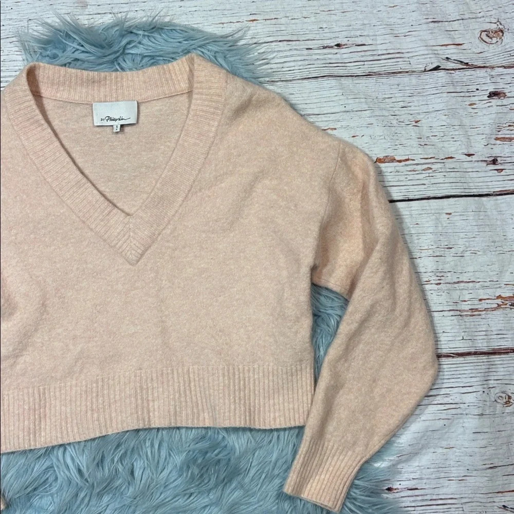 3.1 Phillip Lim Pale Pink V-neck Cropped Sweater
